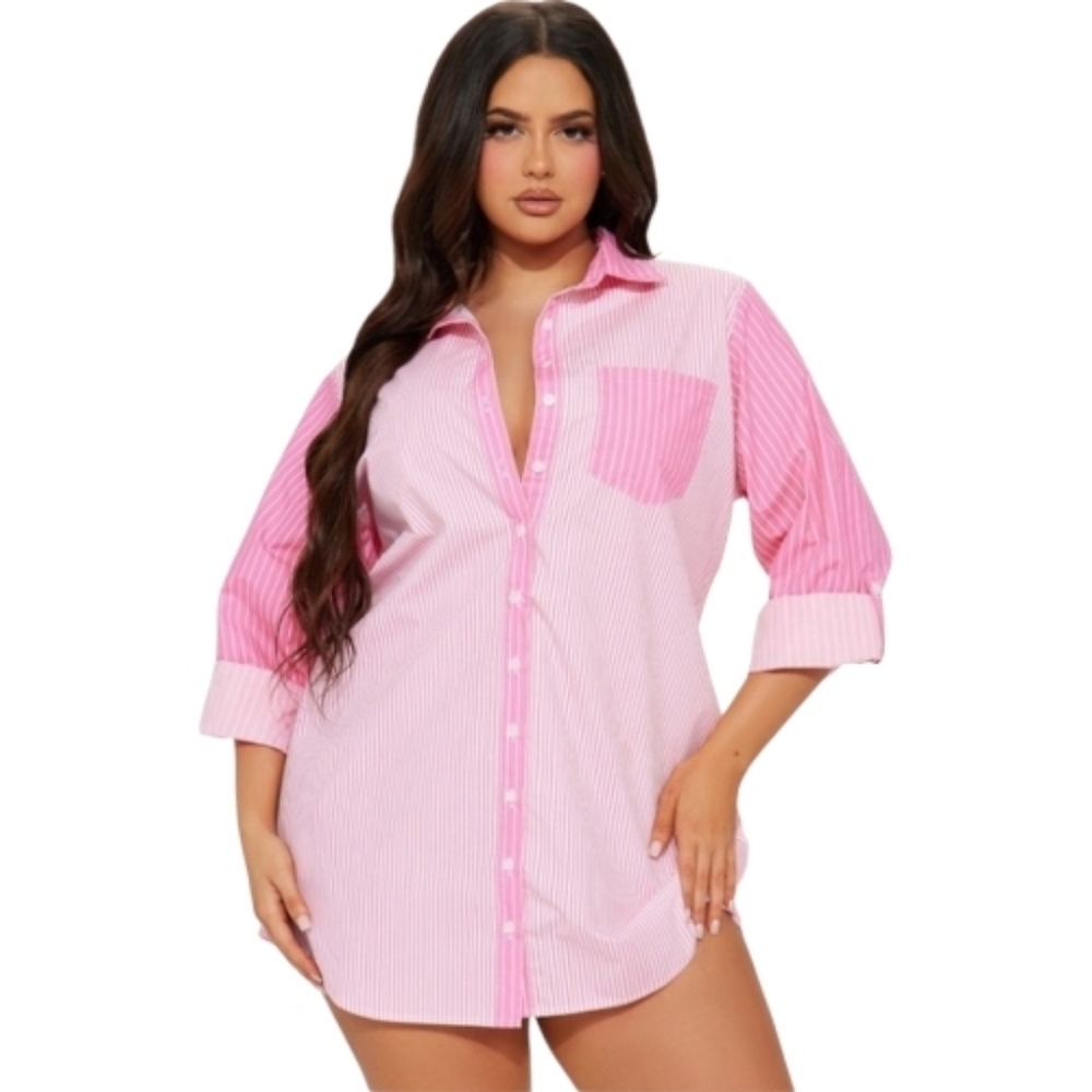 Pink Striped Women's Top. Size XL.